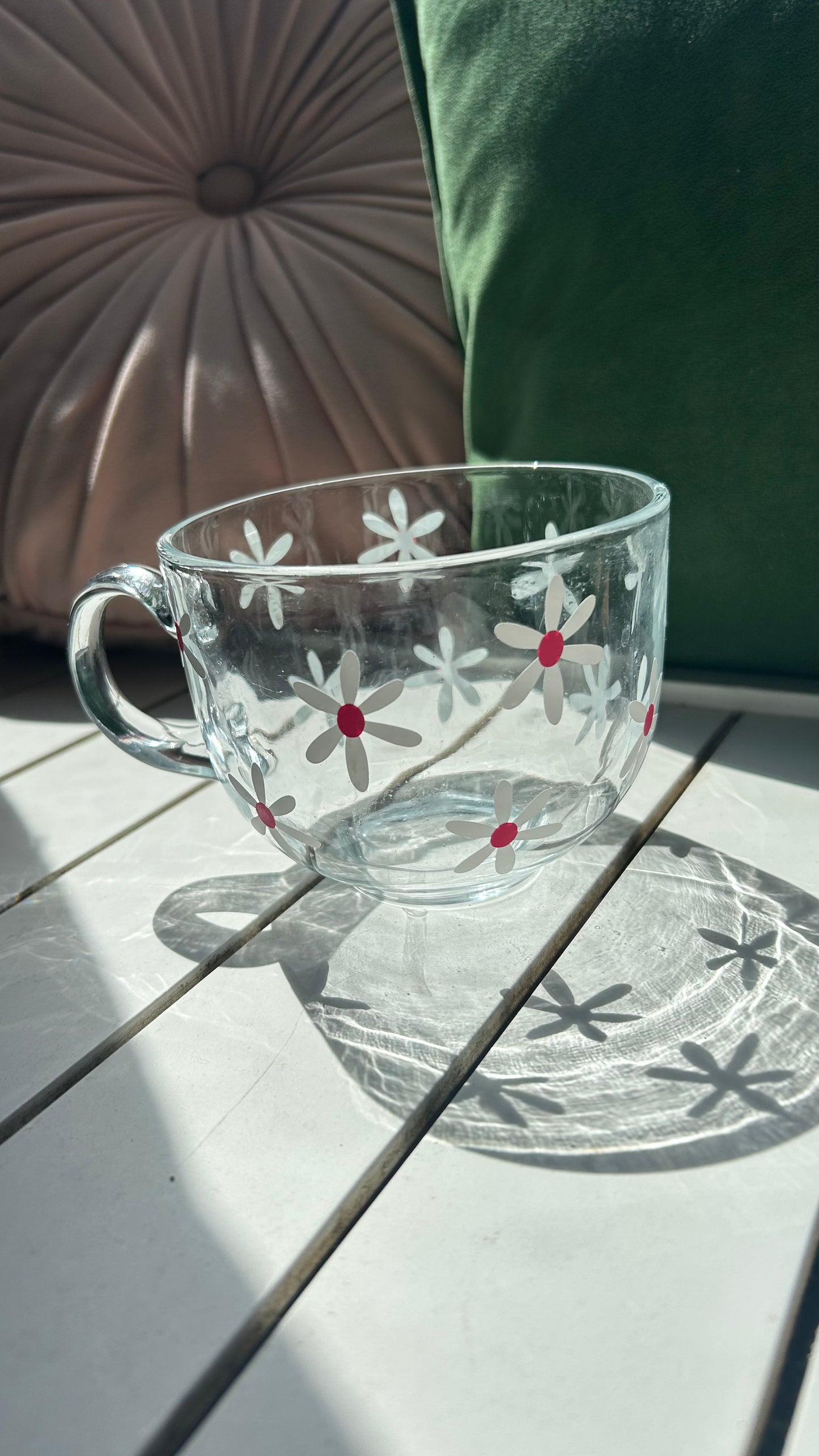 Pink Daisy Glass Mug