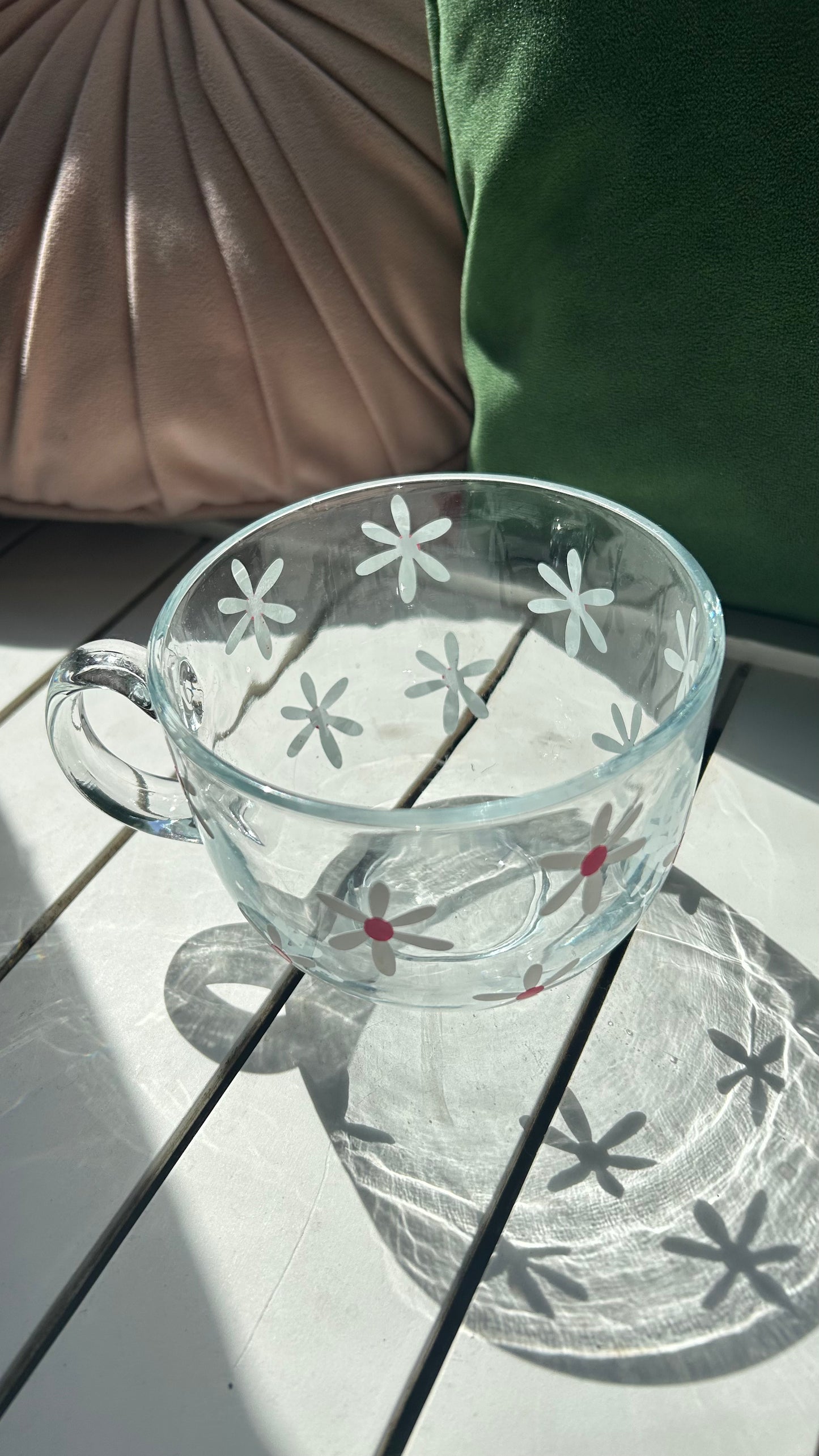 Pink Daisy Glass Mug
