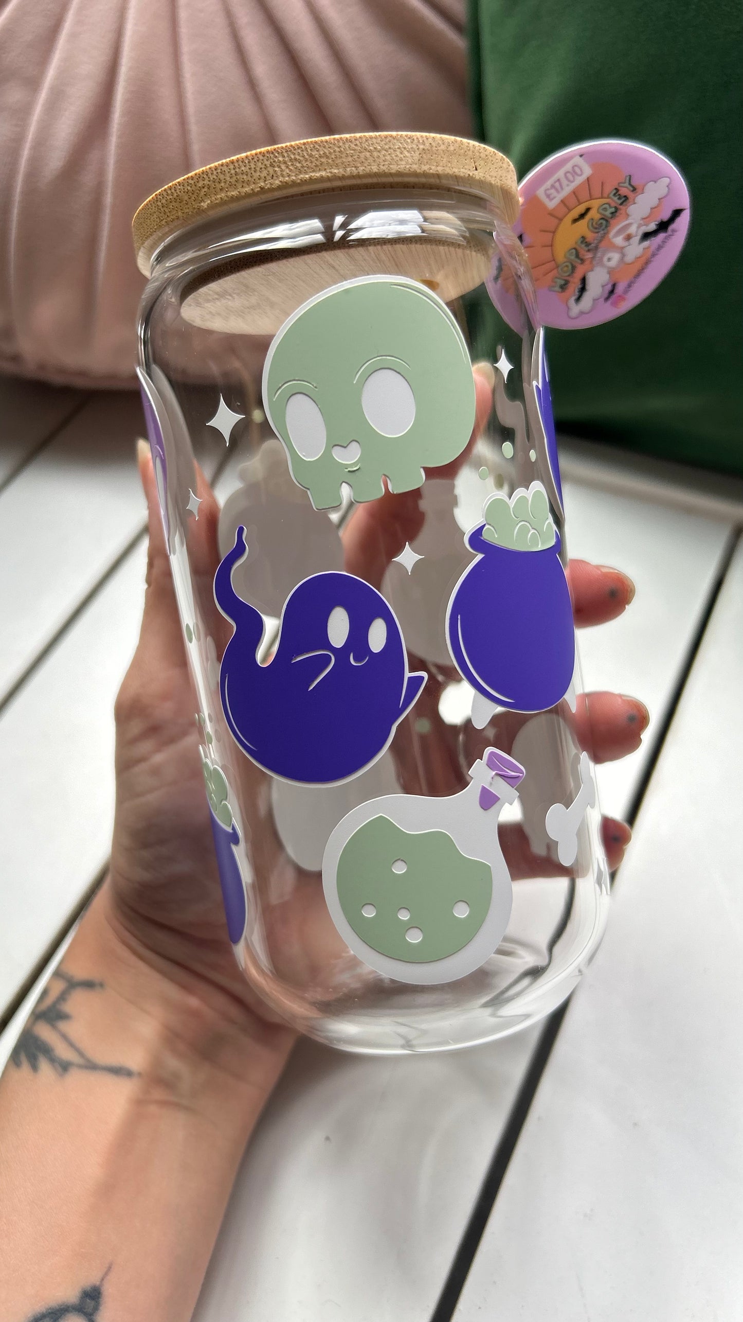 Skull Witchy Glass Can