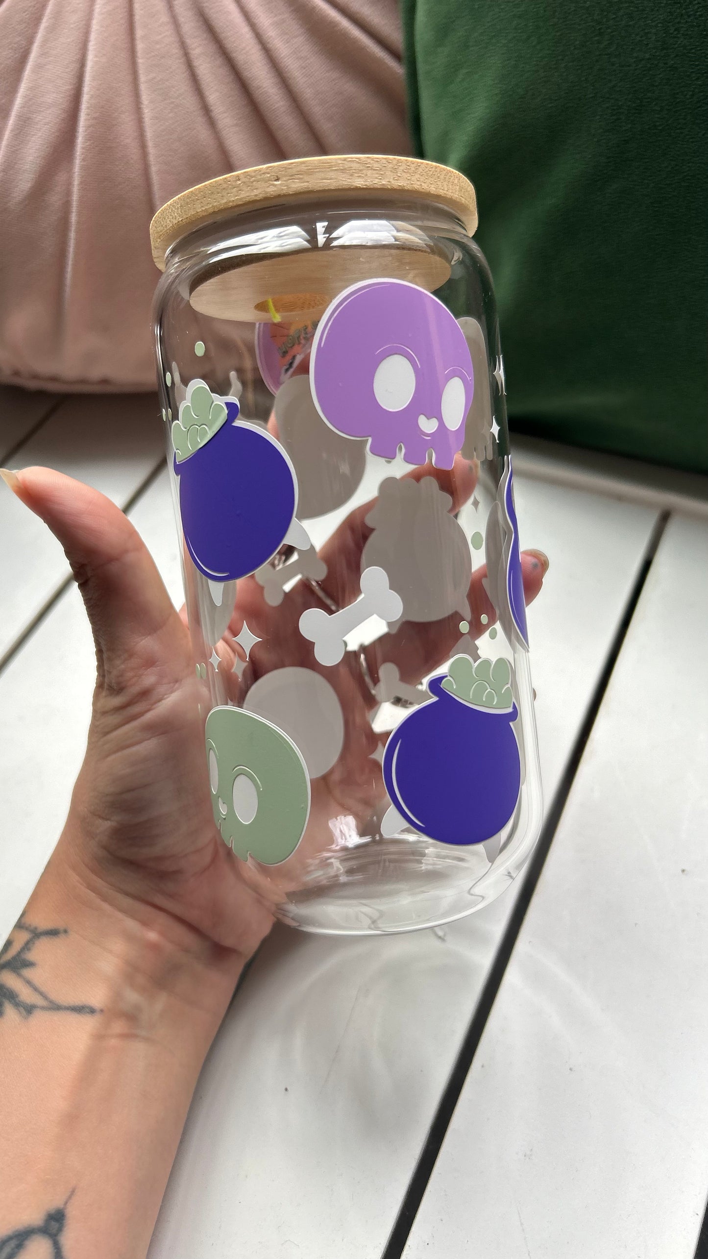 Skull Witchy Glass Can