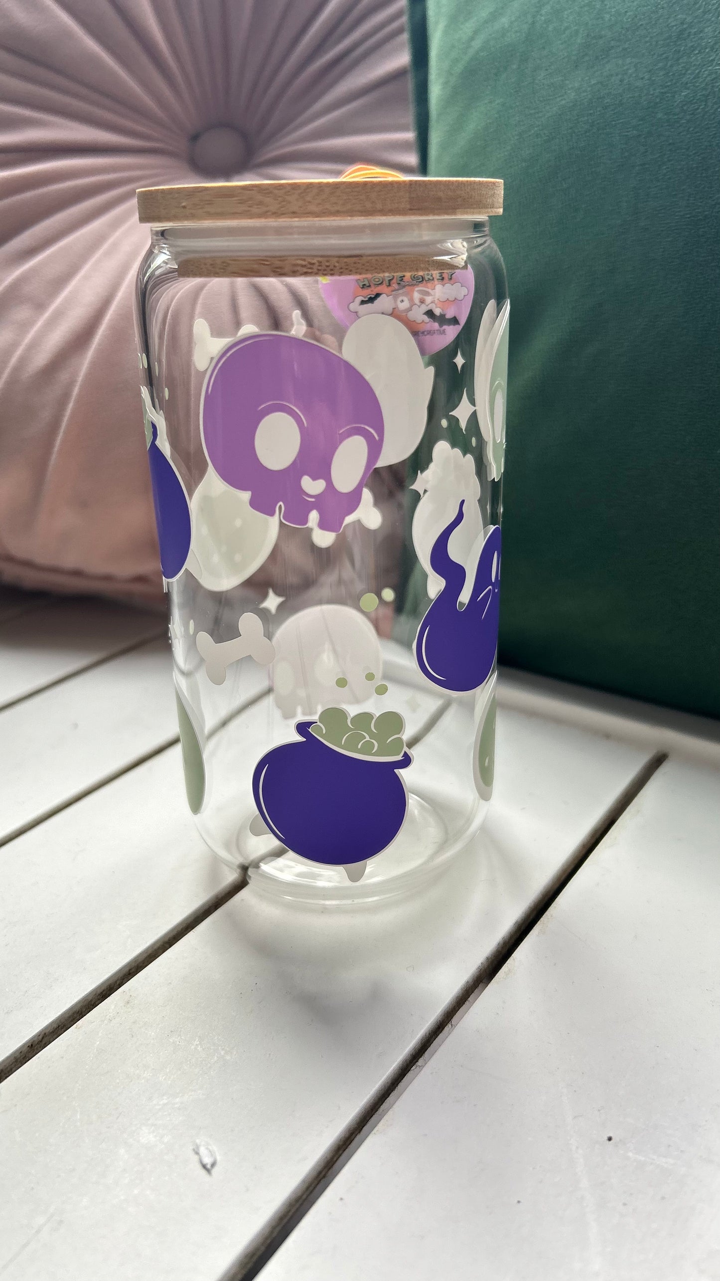 Skull Witchy Glass Can