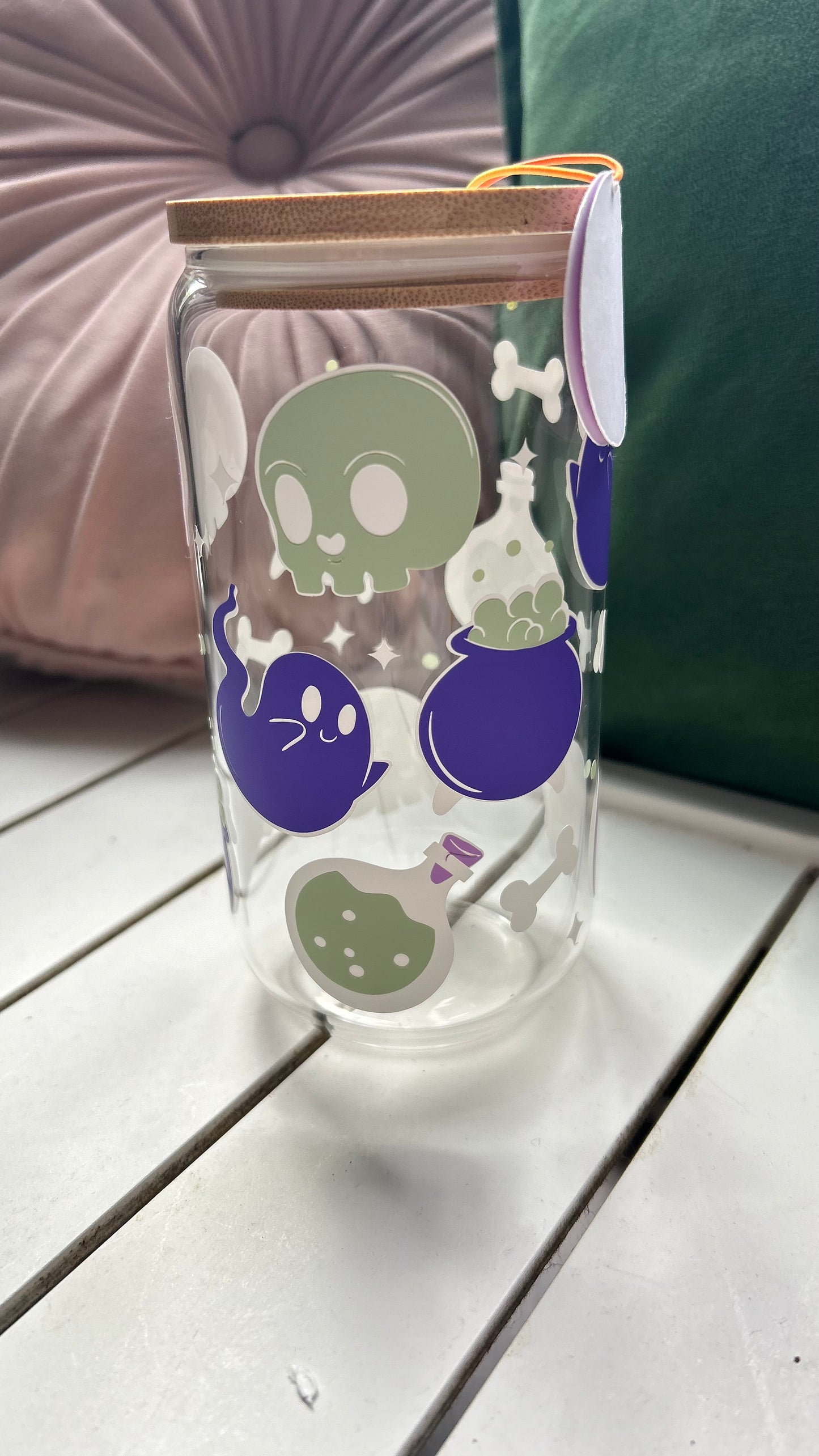 Skull Witchy Glass Can