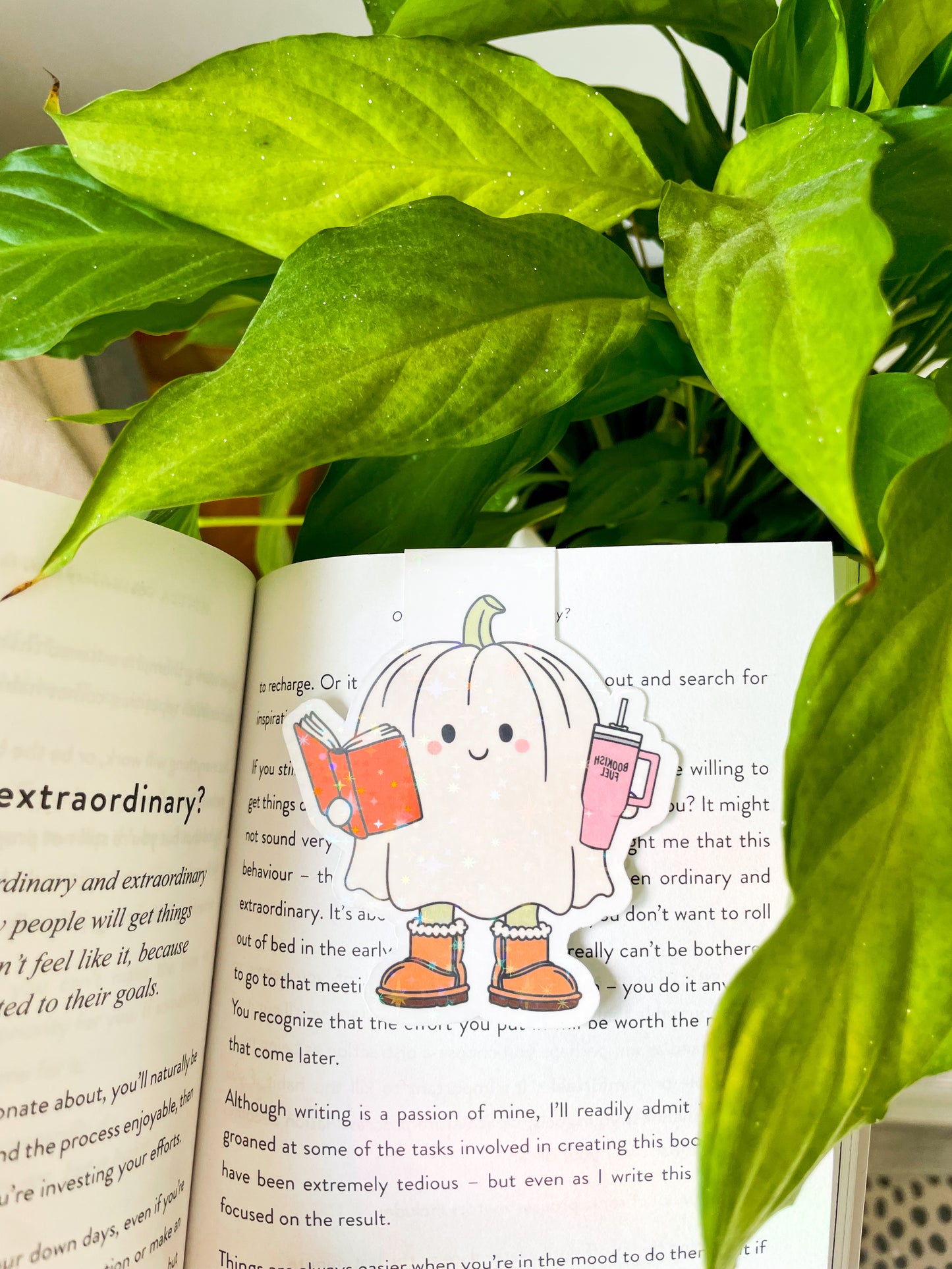Bookish Ghost Pumpkin Magnetic Bookmark