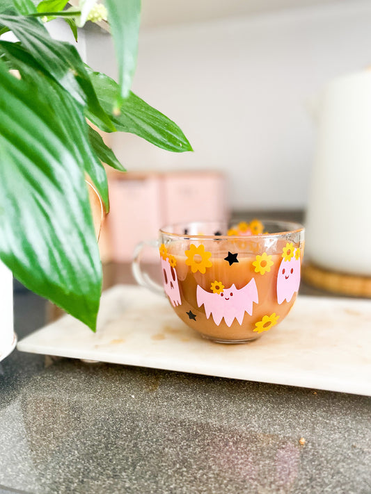 Flower Ghost and Skull Jumbo Mug