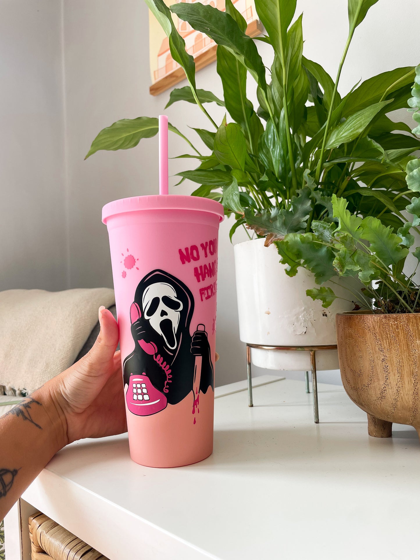 Ghost Face 700ml Ombre Pink and Blue Tumbler