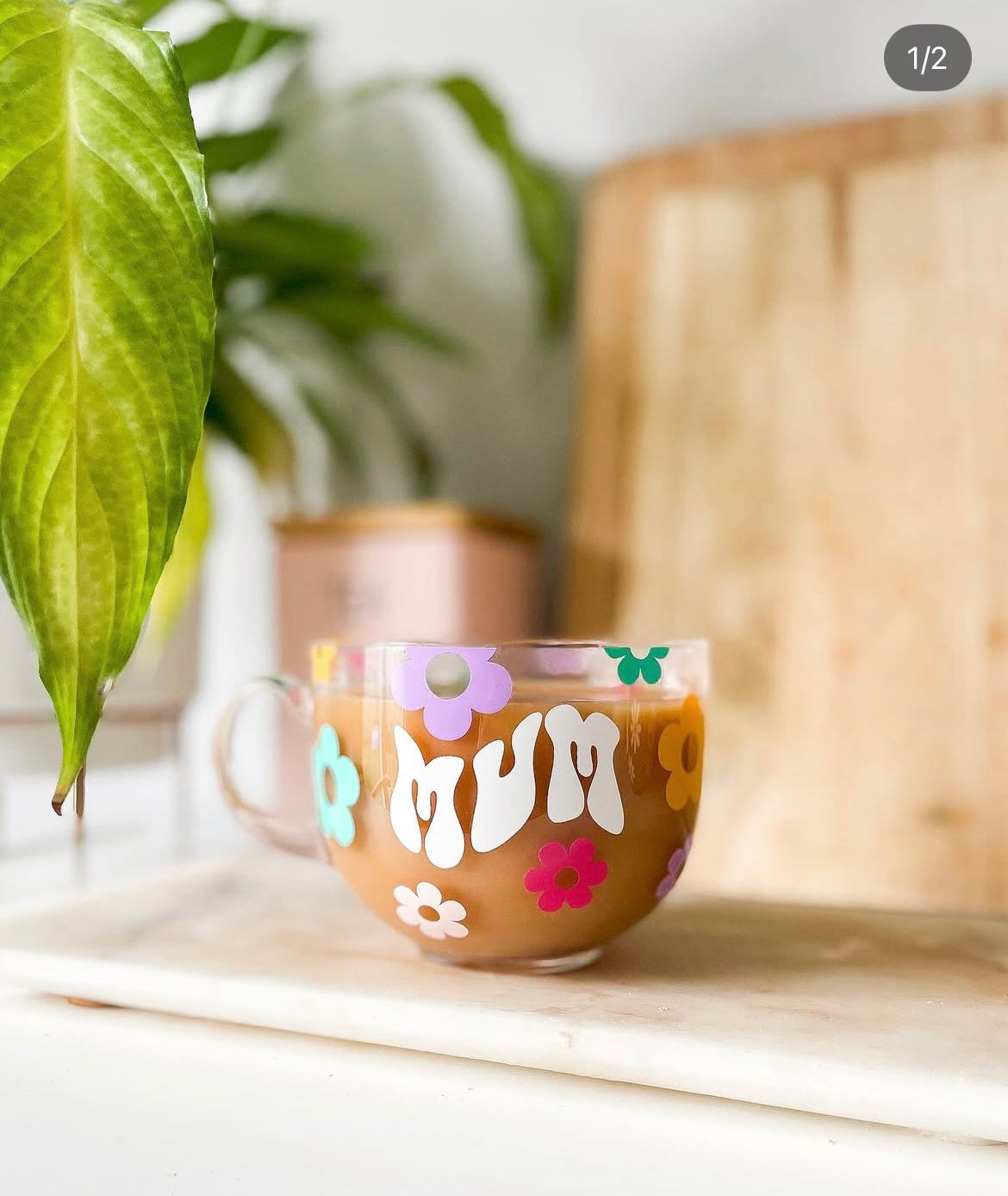 Rainbow Retro Flower Mum Mug