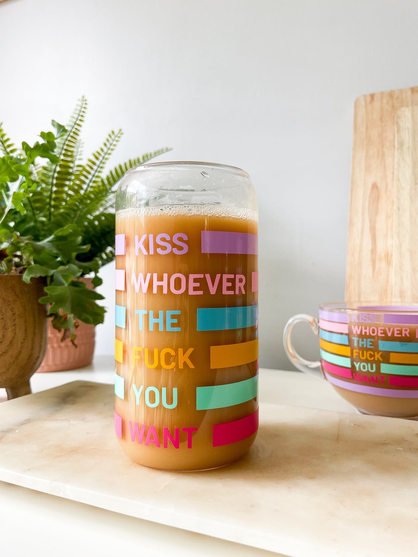 Kiss Whoever you Want Pride Glass Can