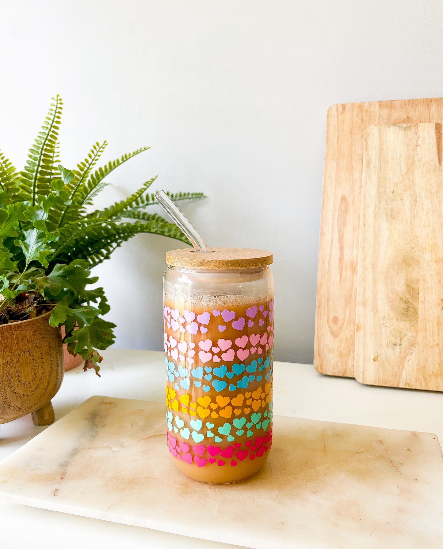 Rainbow Heart Pride Glass Can