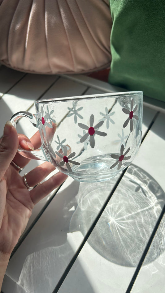 Pink Daisy Glass Mug