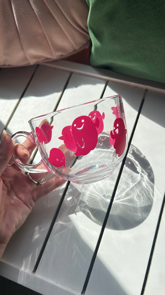 Pink Ghost Glass Mug