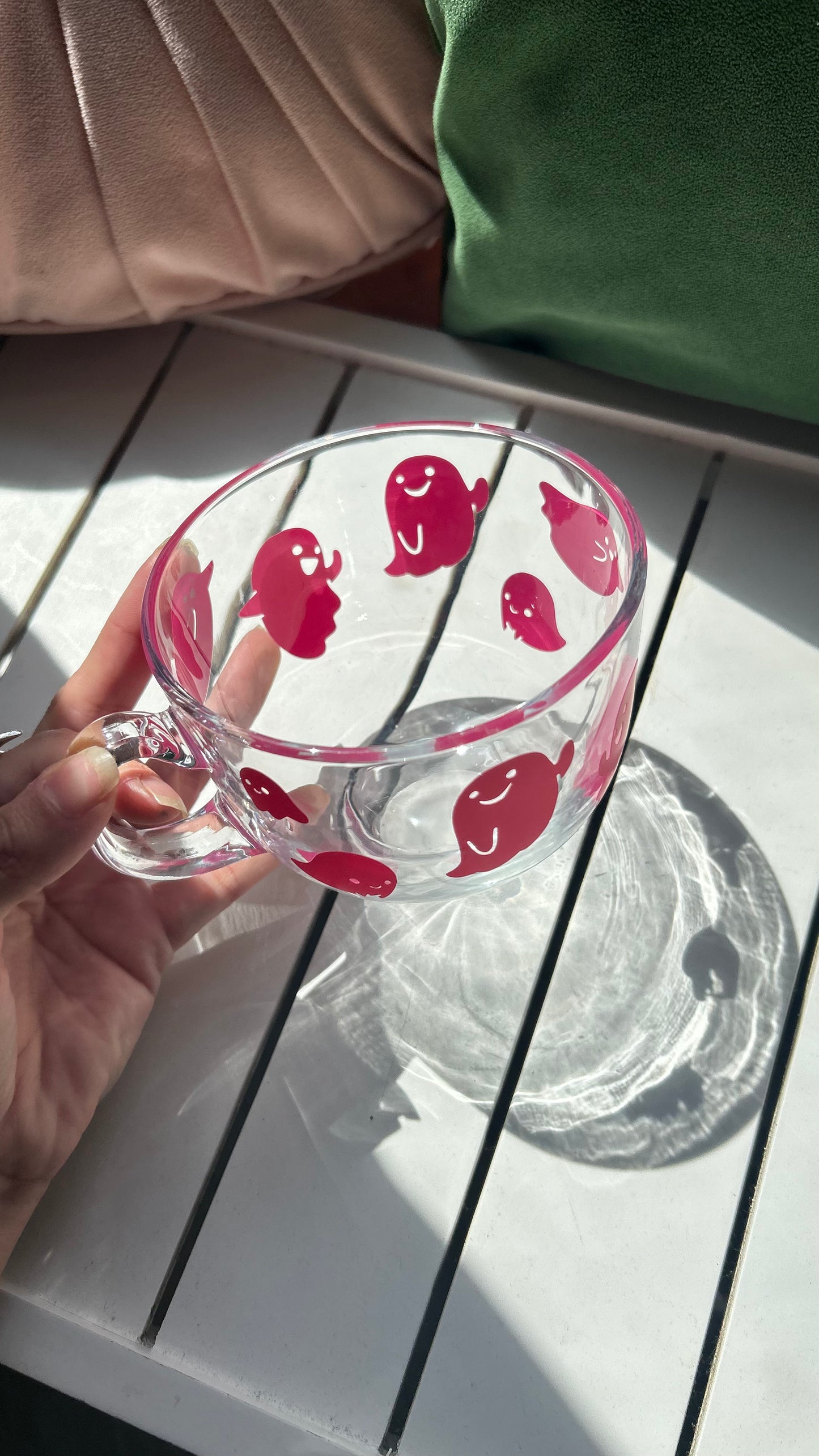 Pink Ghost Glass Mug