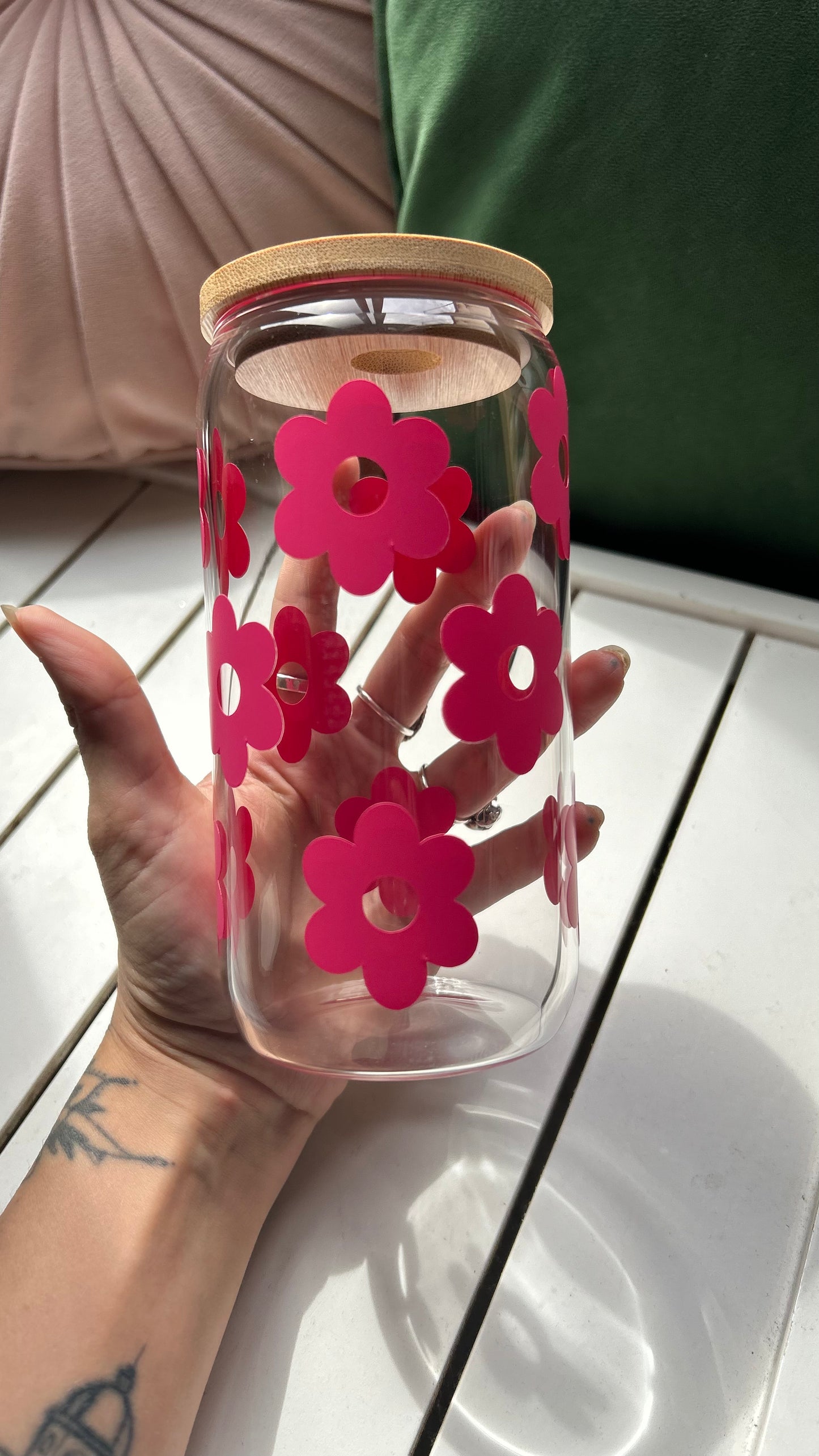 Dark Pink Glass Can