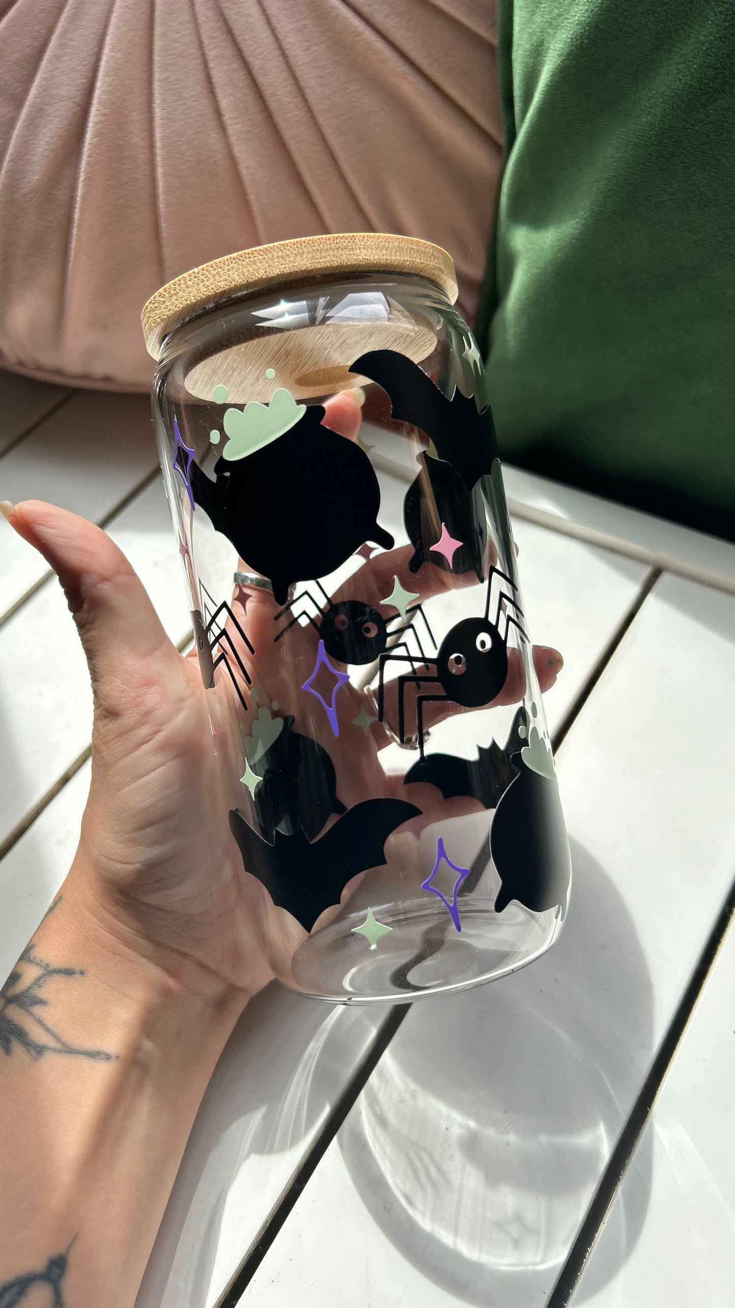 Witchy Ghost Glass Can