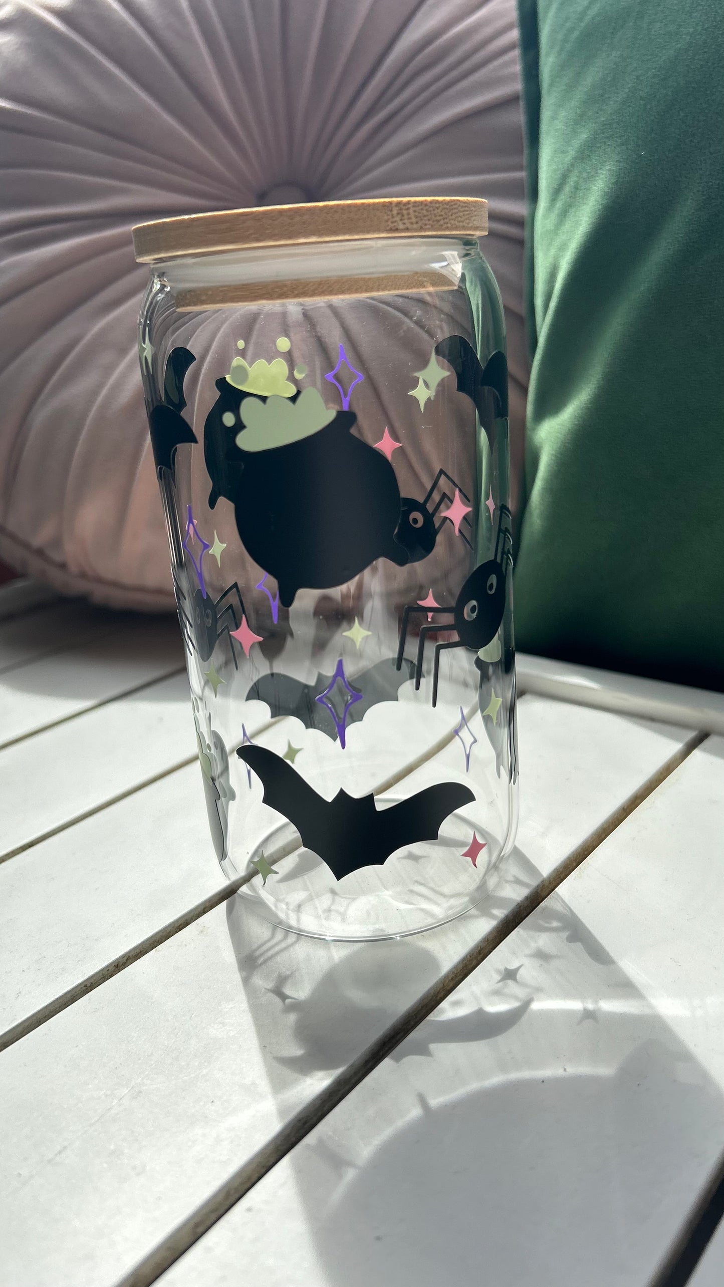 Witchy Ghost Glass Can