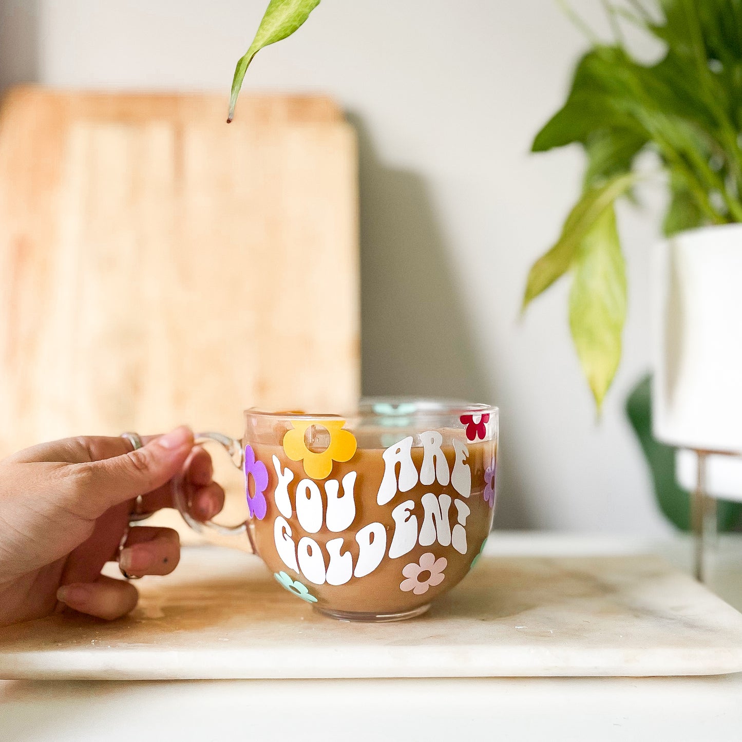 Personalised Multicoloured Retro Flower Mug