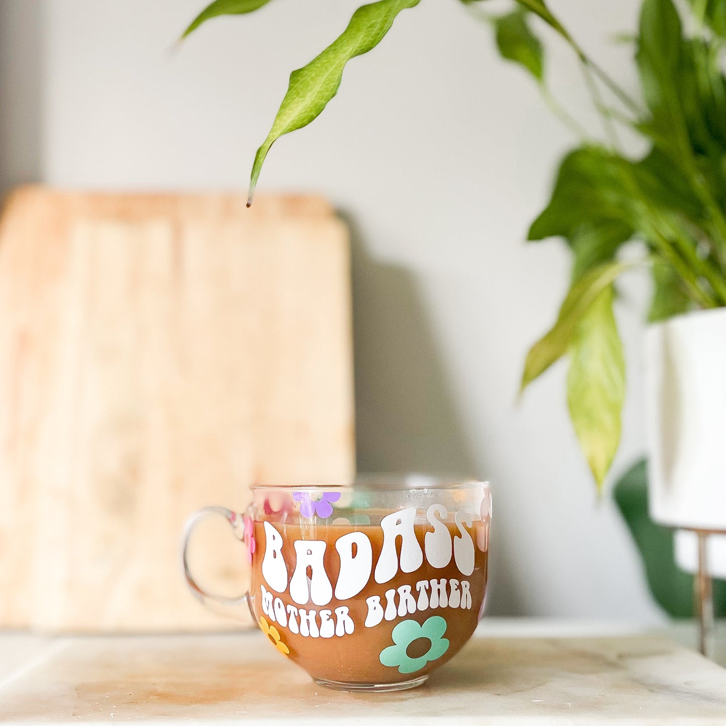 Personalised Multicoloured Retro Flower Mug