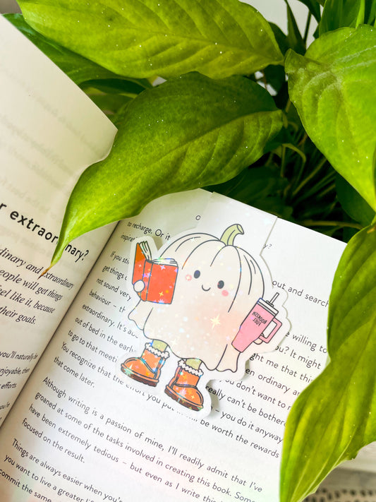 Bookish Ghost Pumpkin Magnetic Bookmark