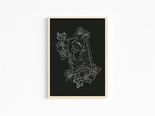 Aquarius Zodiac Tarot Card Print