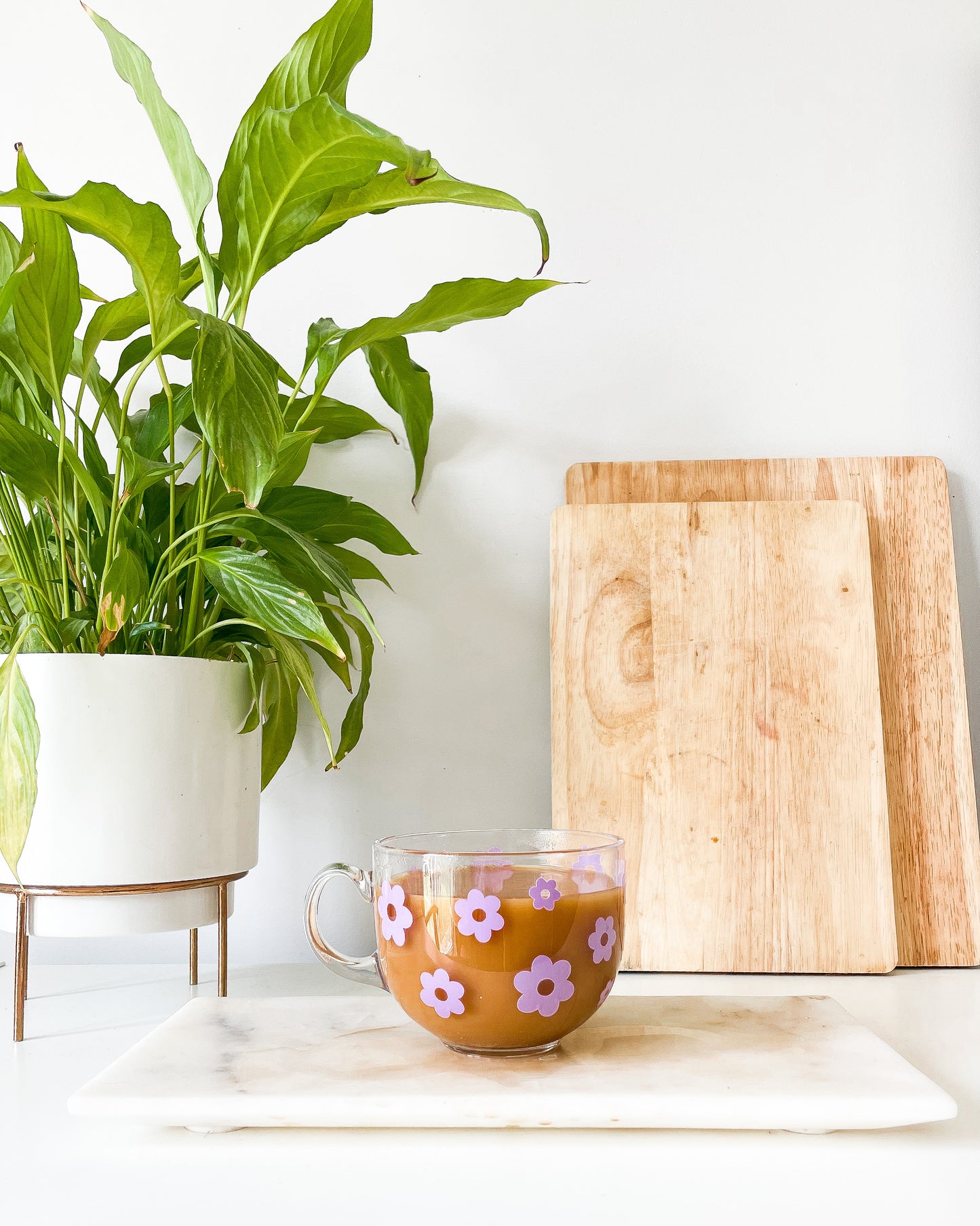 Retro Flower Glass Mug.