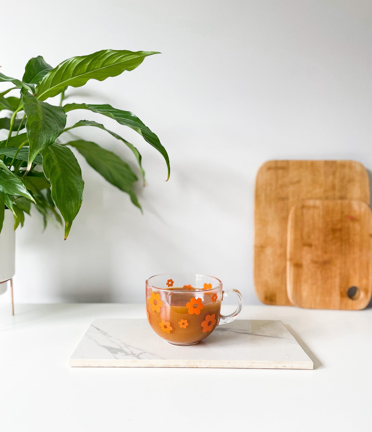 Retro Flower Glass Mug.