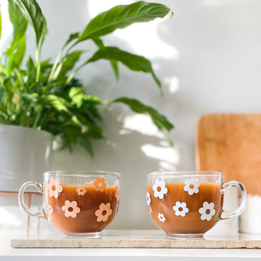 Retro Flower Glass Mug.